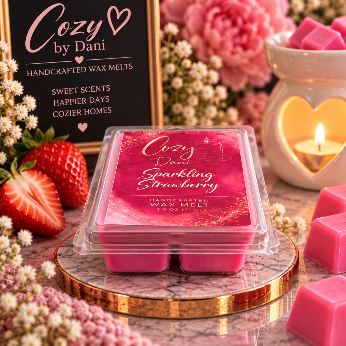 Sparkling Strawberry Clamshell Wax Melts